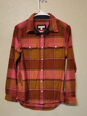 Toad&Co Pink & Brown Plaid Button-Front Shacket